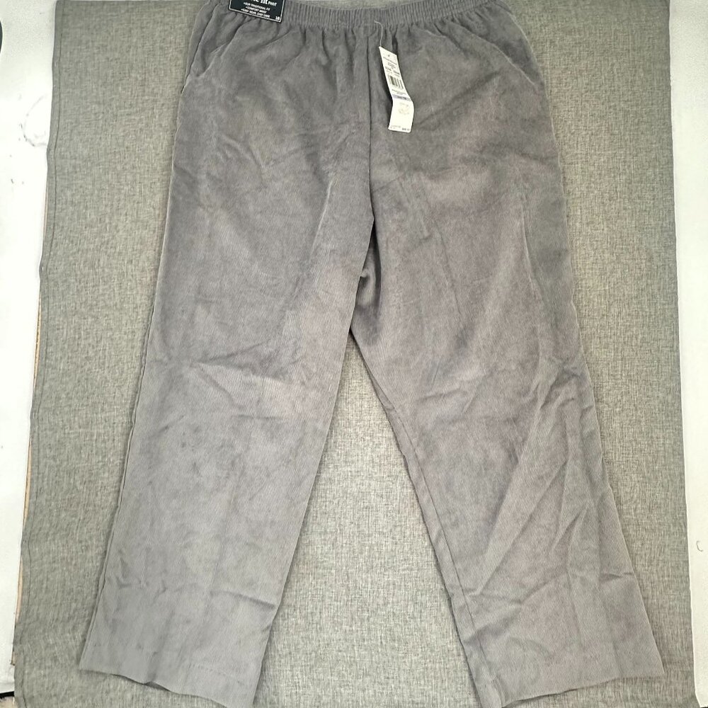 Alfred Dunner Corduroy Pants lightweight Gray Size 18 Proportioned Short Elasti - Picture 2 of 15